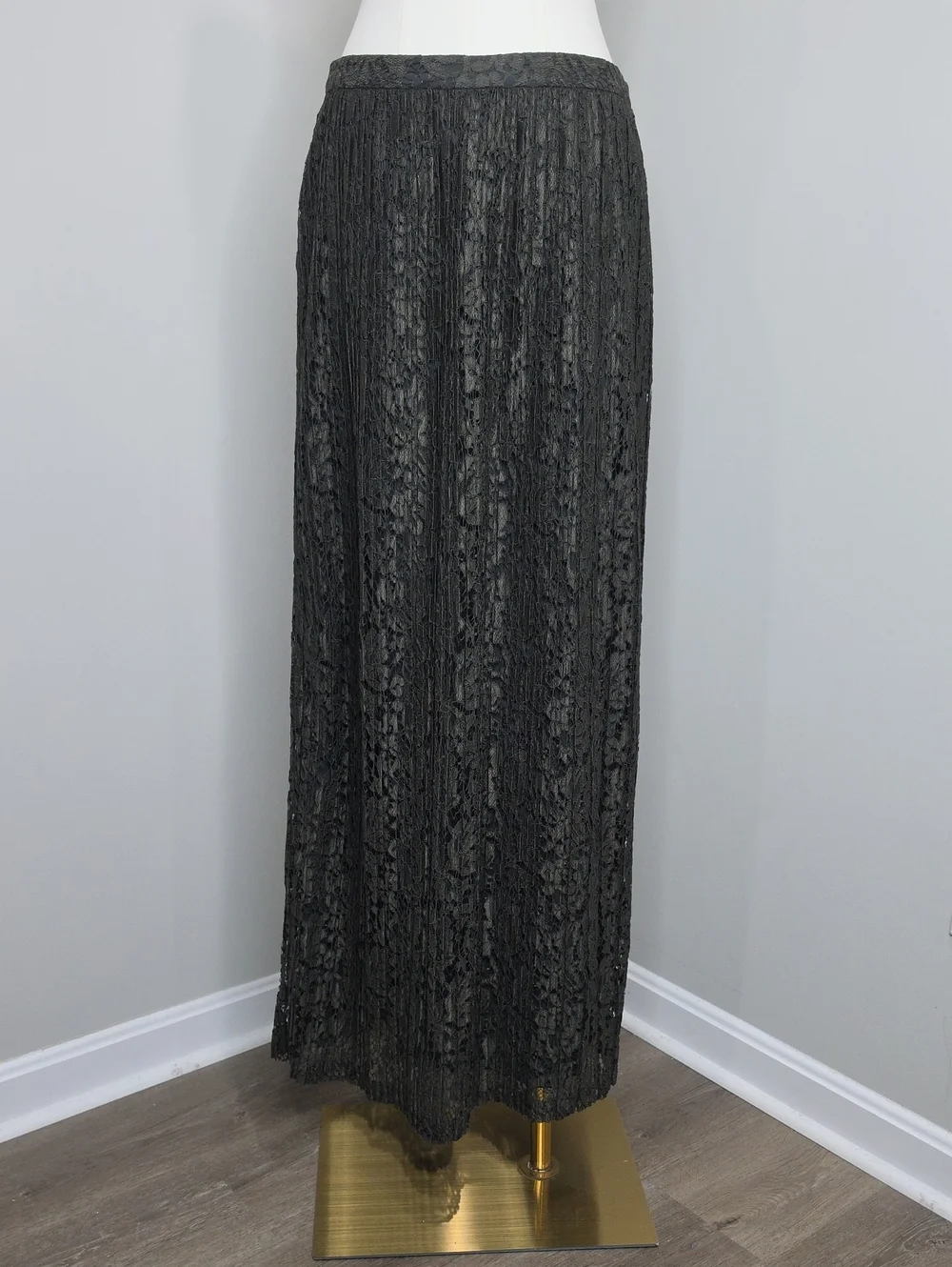 Banana Republic Lace Maxi Skirt 2 Tall Metallic Black